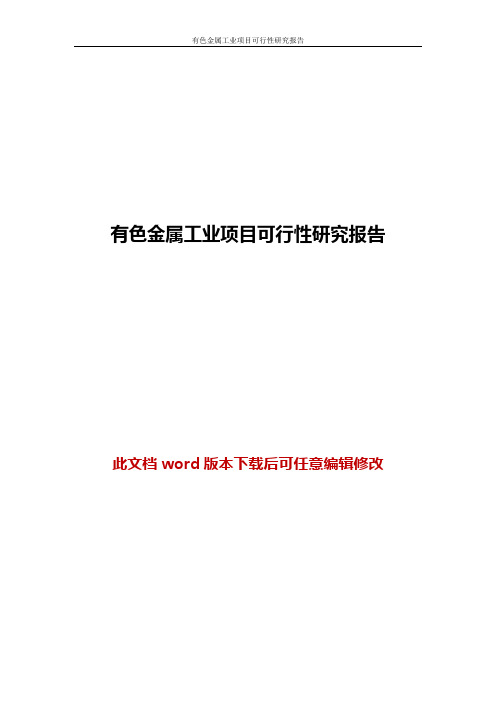 有色金属工业项目可行性研可行报告究报告1