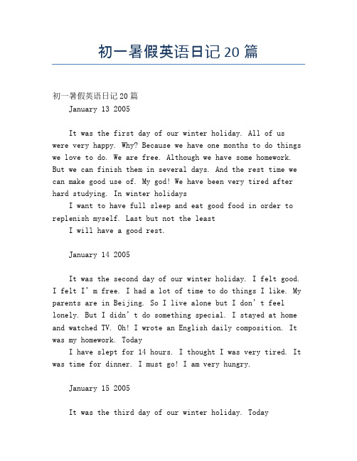 初一暑假英语日记20篇