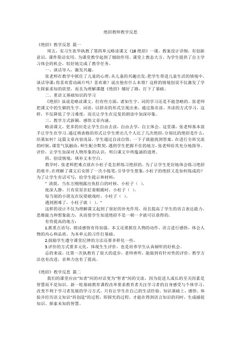 绝招教师教学反思