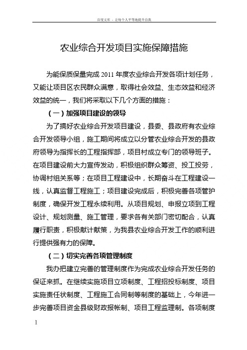 农业综合开发项目实施保障措施