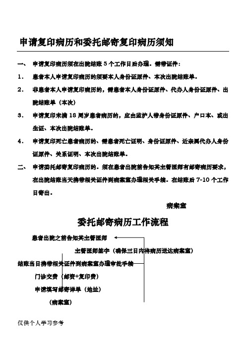 邮寄病历须知
