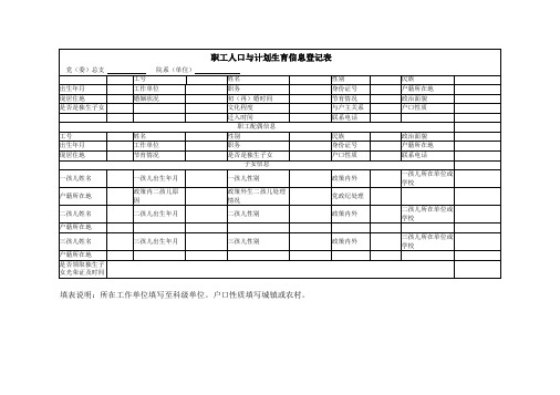 职工计划生育基本信息登记表
