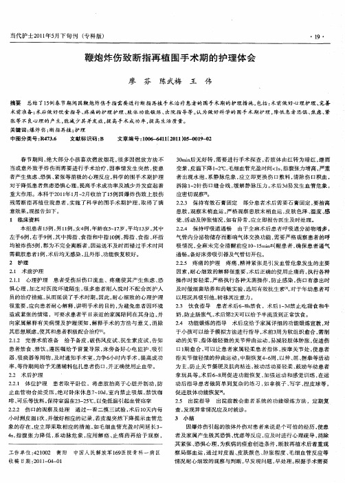 鞭炮炸伤致断指再植围手术期的护理体会