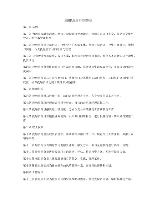 集团投融资部管理制度