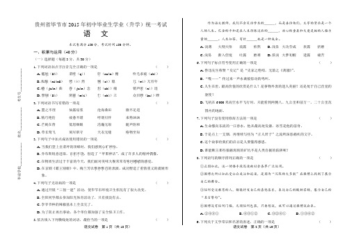 2015年贵州省毕节市中考语文试卷(含答案与解析)