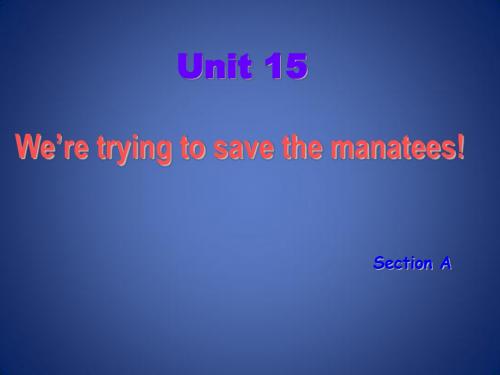 Unit15《We’re trying to save the manatees_Section A》课件1(22页)(人教新目标九年级)