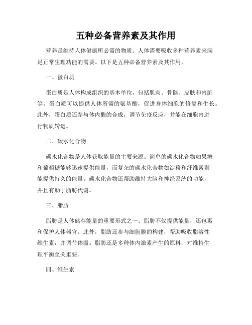 五种必备营养素及其作用