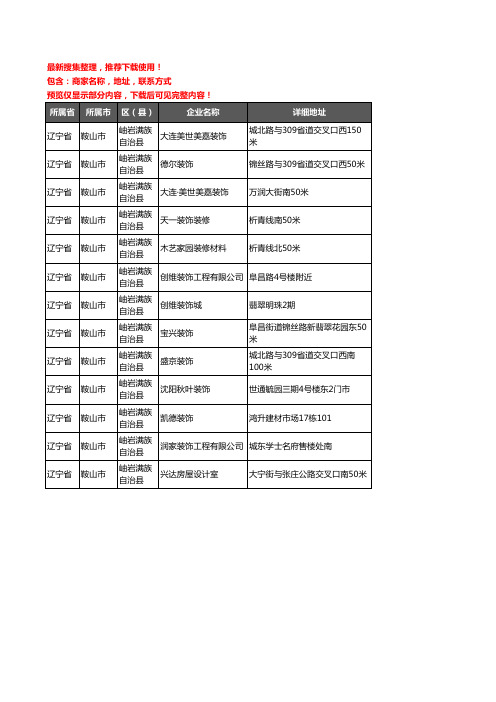 新版辽宁省鞍山市岫岩满族自治县装修公司企业公司商家户名录单联系方式地址大全13家