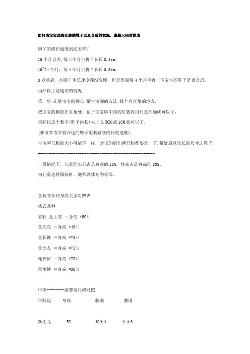 超详细的童装尺码与对应的儿童年龄