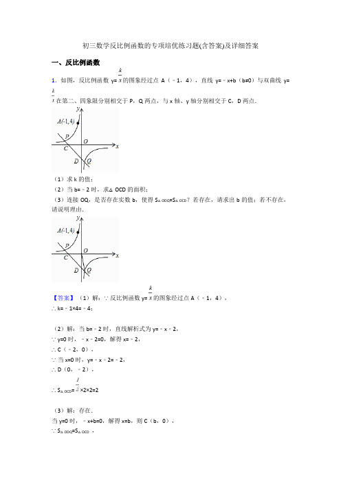 初三数学反比例函数的专项培优练习题(含答案)及详细答案