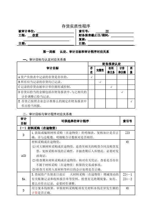 审计目标、审计程序与盘点管理