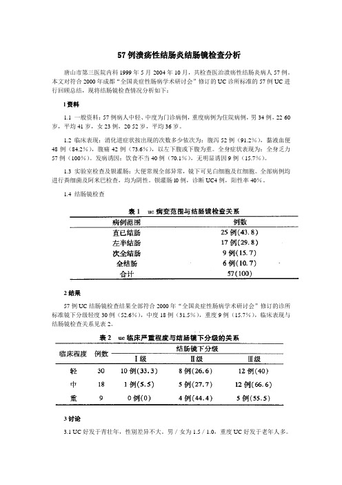 57例溃疡性结肠炎结肠镜检查分析