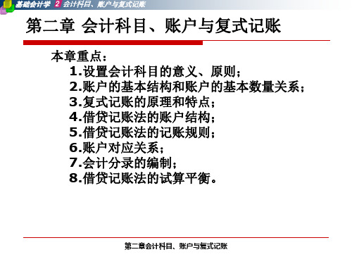 2011最新自考基础会计学课件第二章会计科目、账户与复式记账