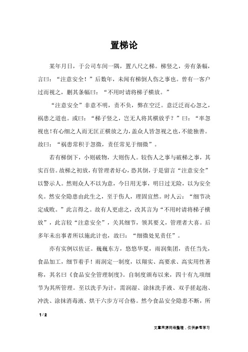 置梯论_高中作文