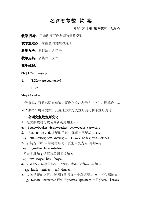 (完整版)名词变复数教案