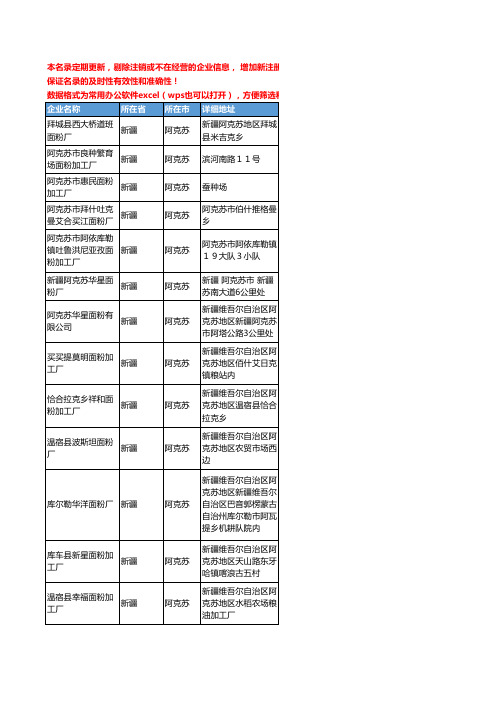 2020新版新疆省阿克苏面粉工商企业公司名录名单黄页联系方式大全44家