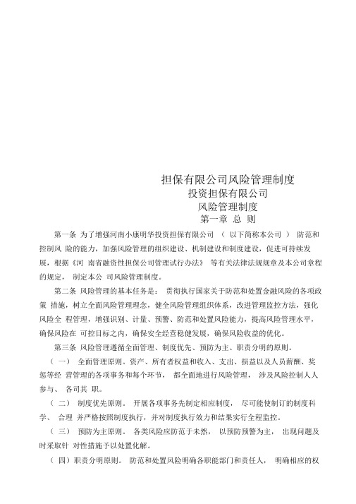 担保有限公司风险管理制度