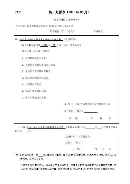 工程施工月报表