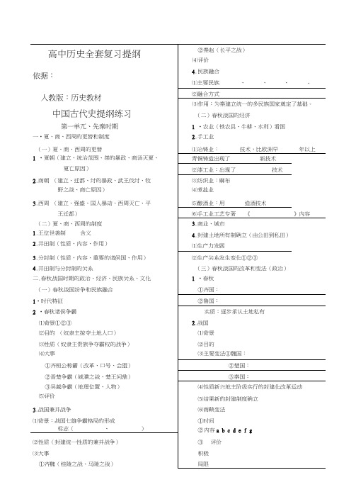 高中历史全套复习提纲