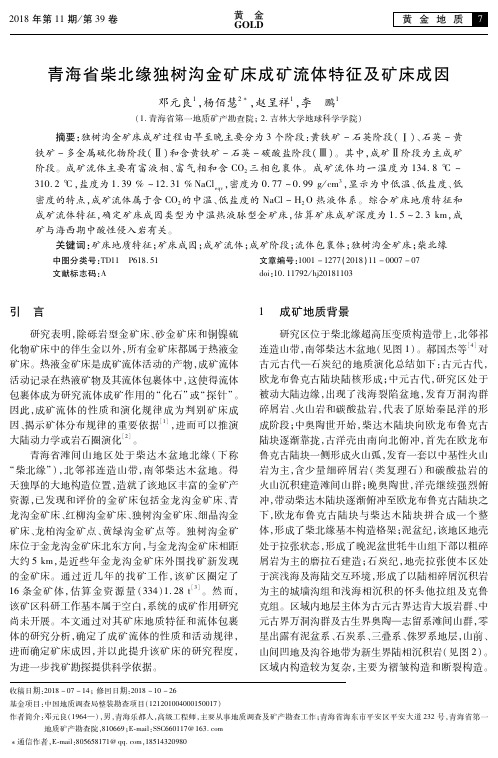 青海省柴北缘独树沟金矿床成矿流体特征及矿床成因