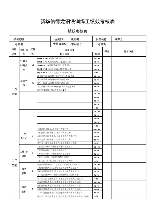 新华信德龙钢铁铆焊工绩效考核表