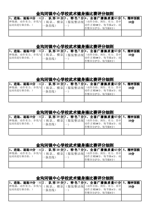 金沟河镇中心学校武术健身操比赛评分细则2013-4
