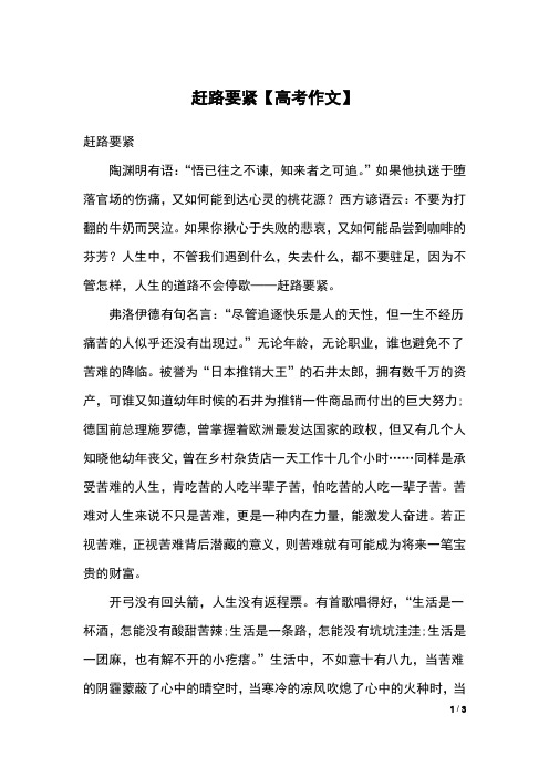 赶路要紧【高考作文】