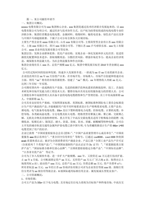 企业融资申请报告