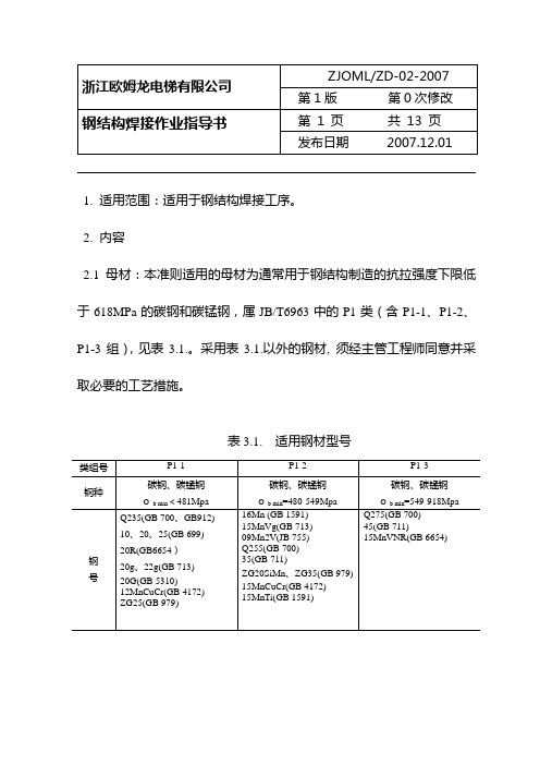 02钢结构焊接作业指导书