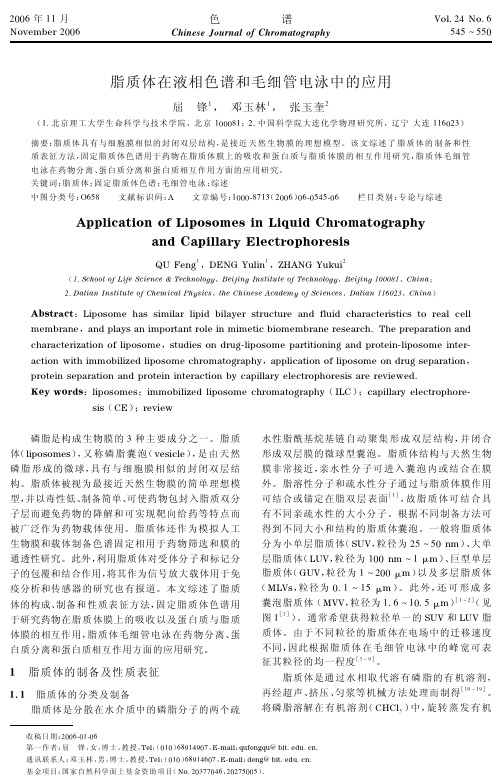 脂质体在液相色谱和毛细管电泳中的应用