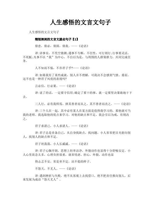 人生感悟的文言文句子