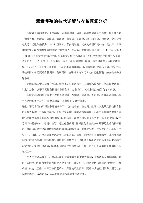 泥鳅养殖技术详解与收益预算分析