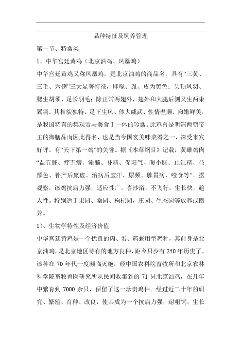 品种特征及饲养管理