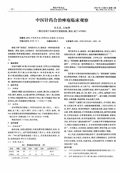 中医针药合治痤疮临床观察