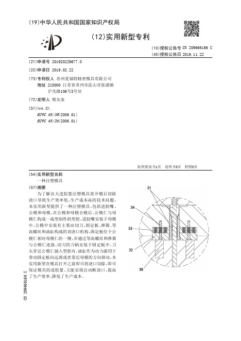 【CN209666166U】一种注塑模具【专利】