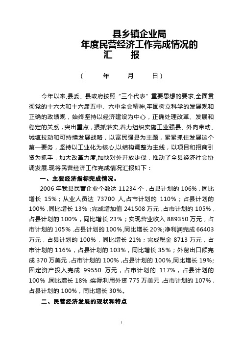 民营经济工作汇报