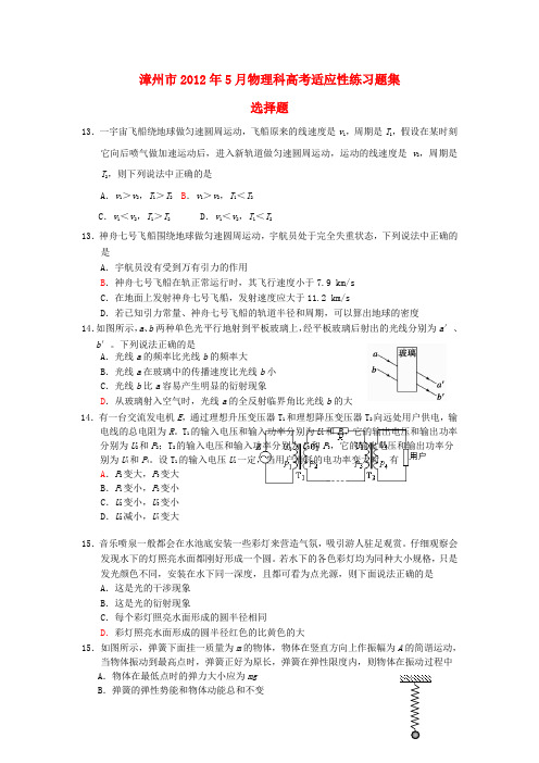 福建省漳州市高三物理高考适应性练习试题