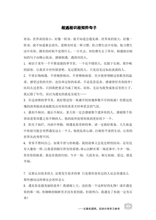 相遇相识相知的句子