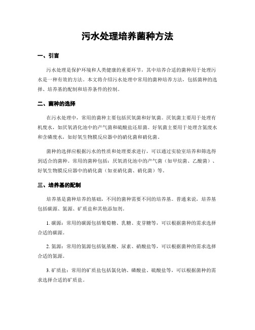 污水处理培养菌种方法