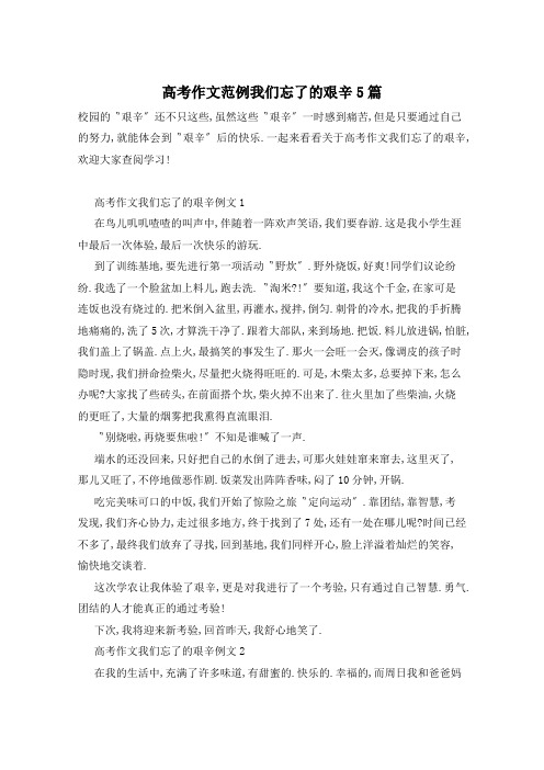 高考作文范例我们忘了的艰辛5篇