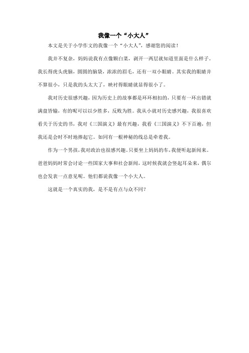 我像一个“小大人”_小学作文