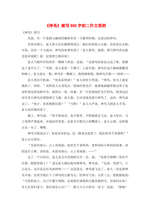 《神鸟》续写850字初二作文范例