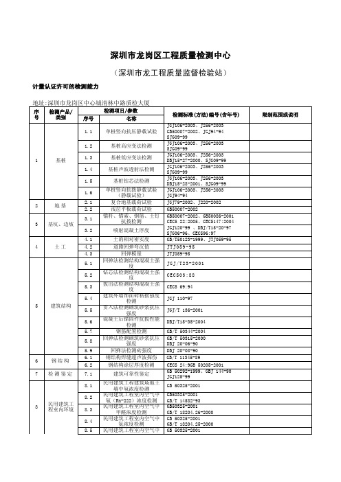 深圳市龙岗区工程质量检测中心