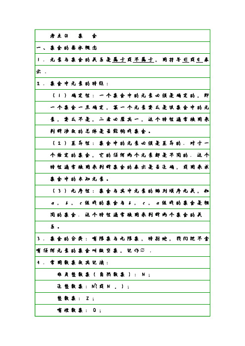 理科数学学霸笔记01 集合