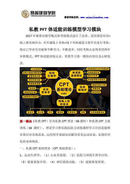 私教PFT体适能训练模型学习模块