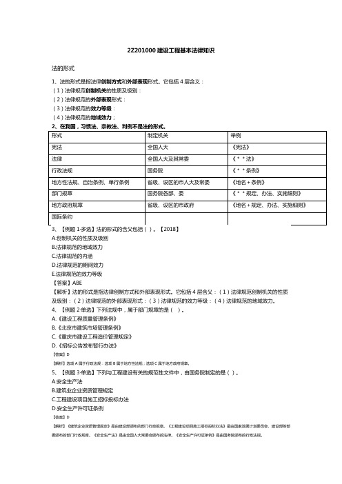 1  2Z201000建设工程基本法律知识