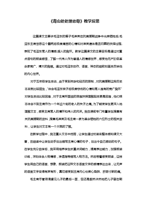 《青山处处埋忠骨》教学反思