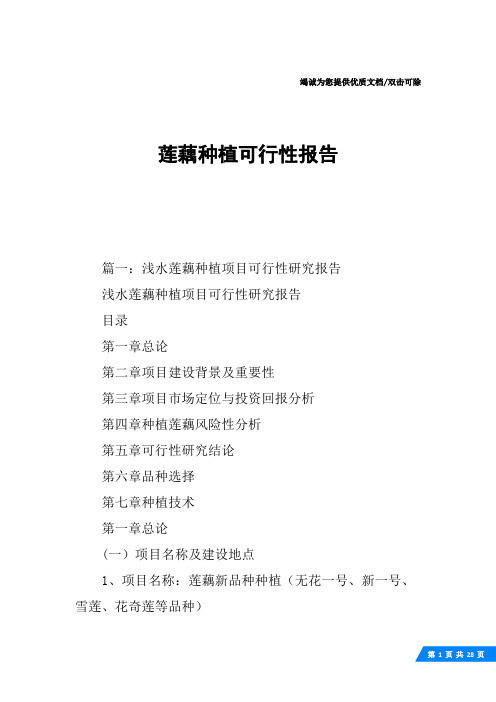 莲藕种植可行性报告
