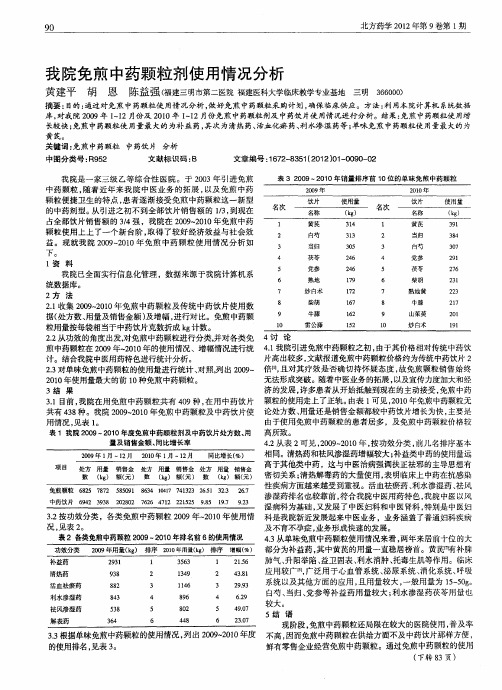 我院免煎中药颗粒剂使用情况分析