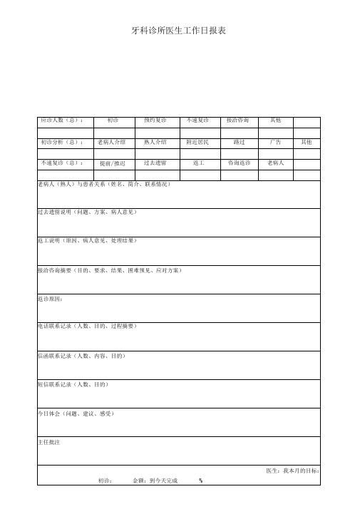 牙科诊所医生工作日报表(2)
